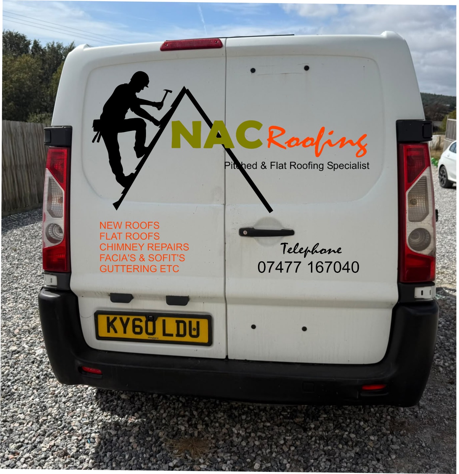 NAC Roofing van showing fascia and soffit services