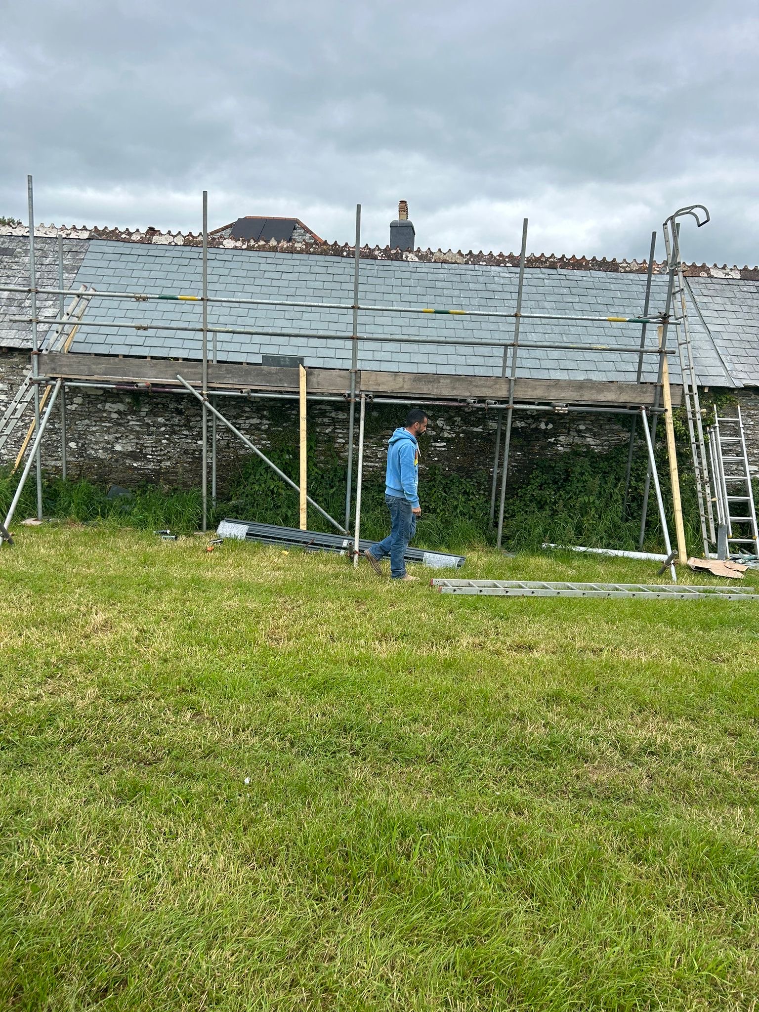 NAC Roofing scaffolded slate roof project